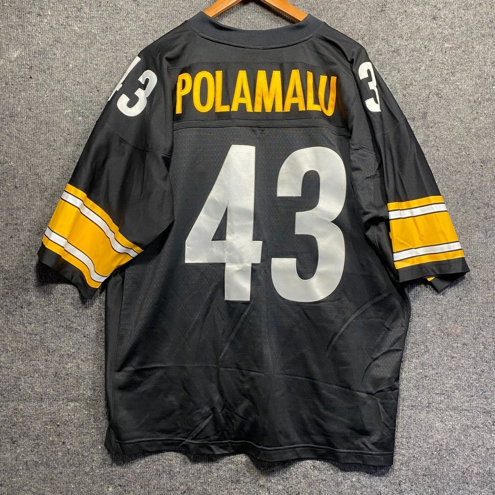 Mitchell Ness Troy Polamalu 2005 Steelers Throwback Jersey Mens 2XL 52 Black